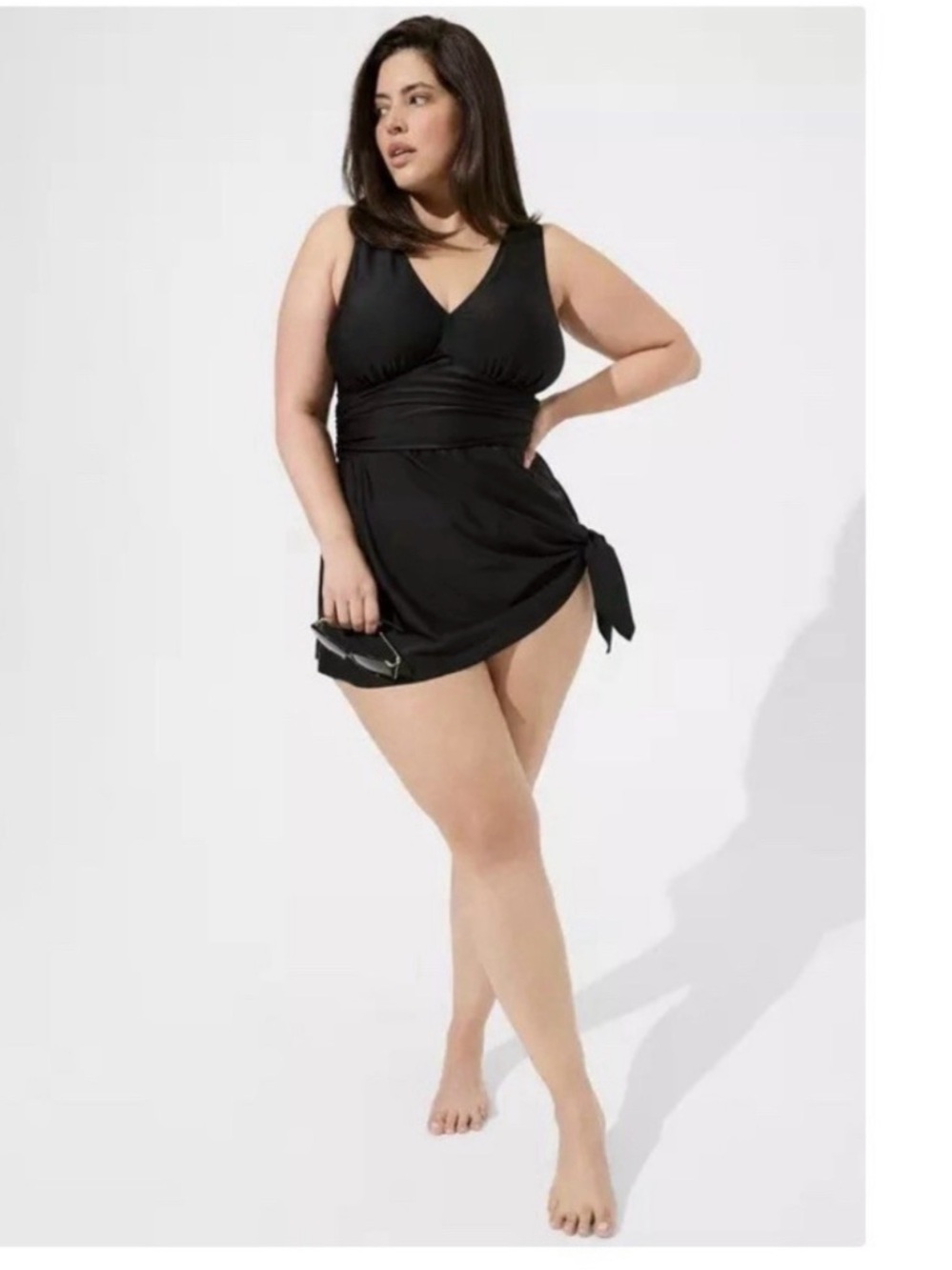Torrid Black v-neck one piece swim